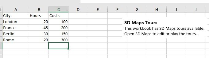 3D map data screen shot insert tab