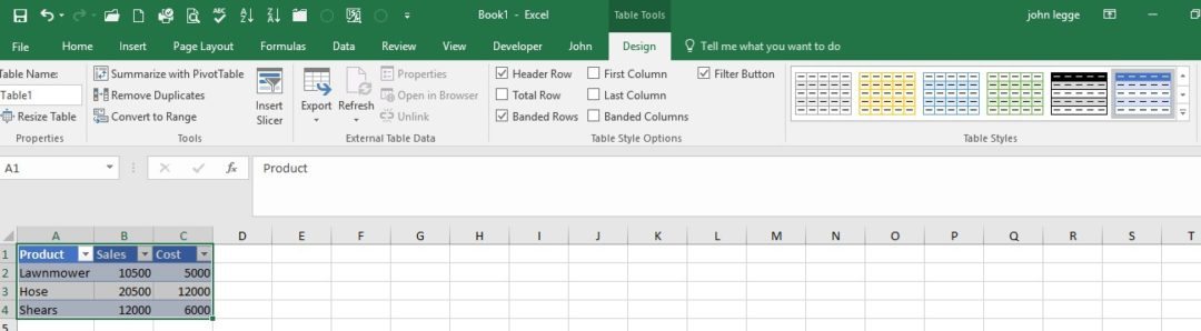 Table screen shot insert tab