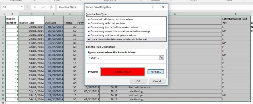 Excel hints - Creating a Rule for Conditional Formatting