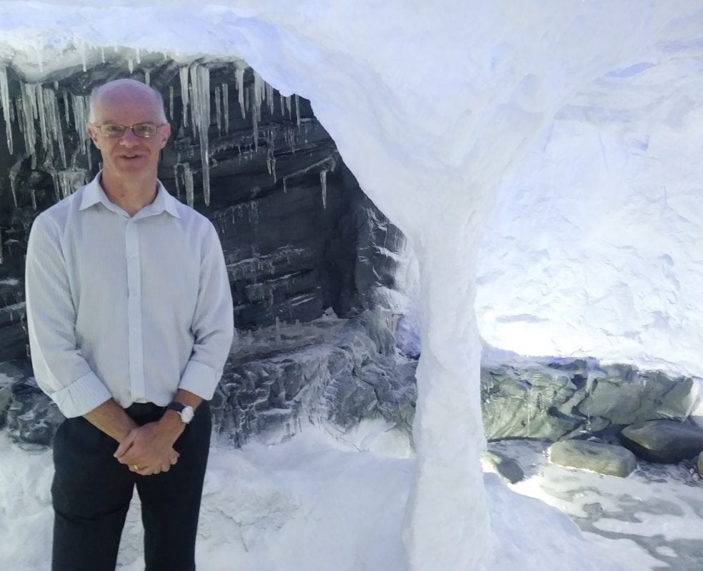 John in a cave at Snow Business