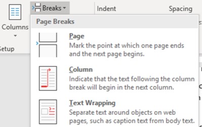 Microsoft Office training Worcestershire - Inserting a column break image