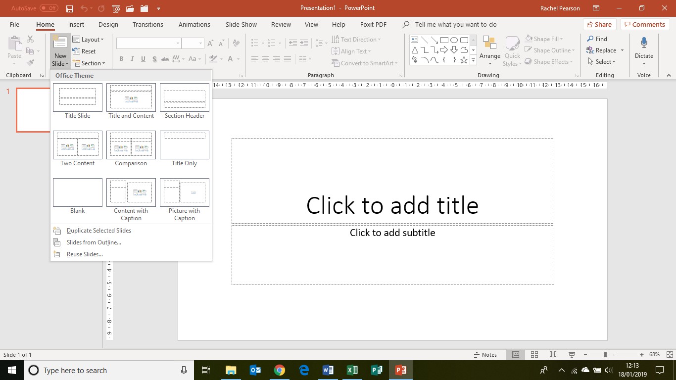 PowerPoint basics slides - new slide button