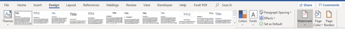 Word basics watermarks - Design Tab for watermark