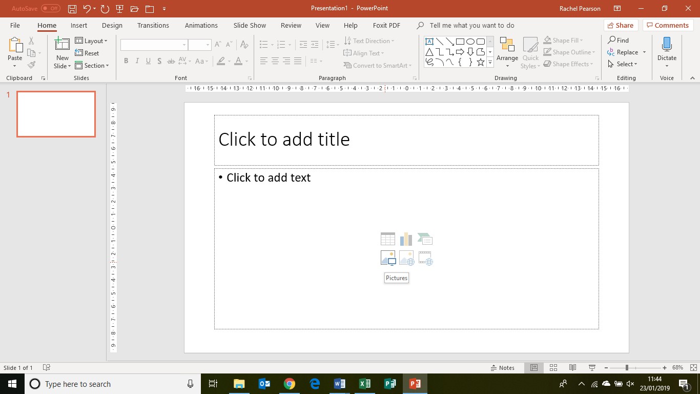 PowerPoint Basics Pictures - first way step 1