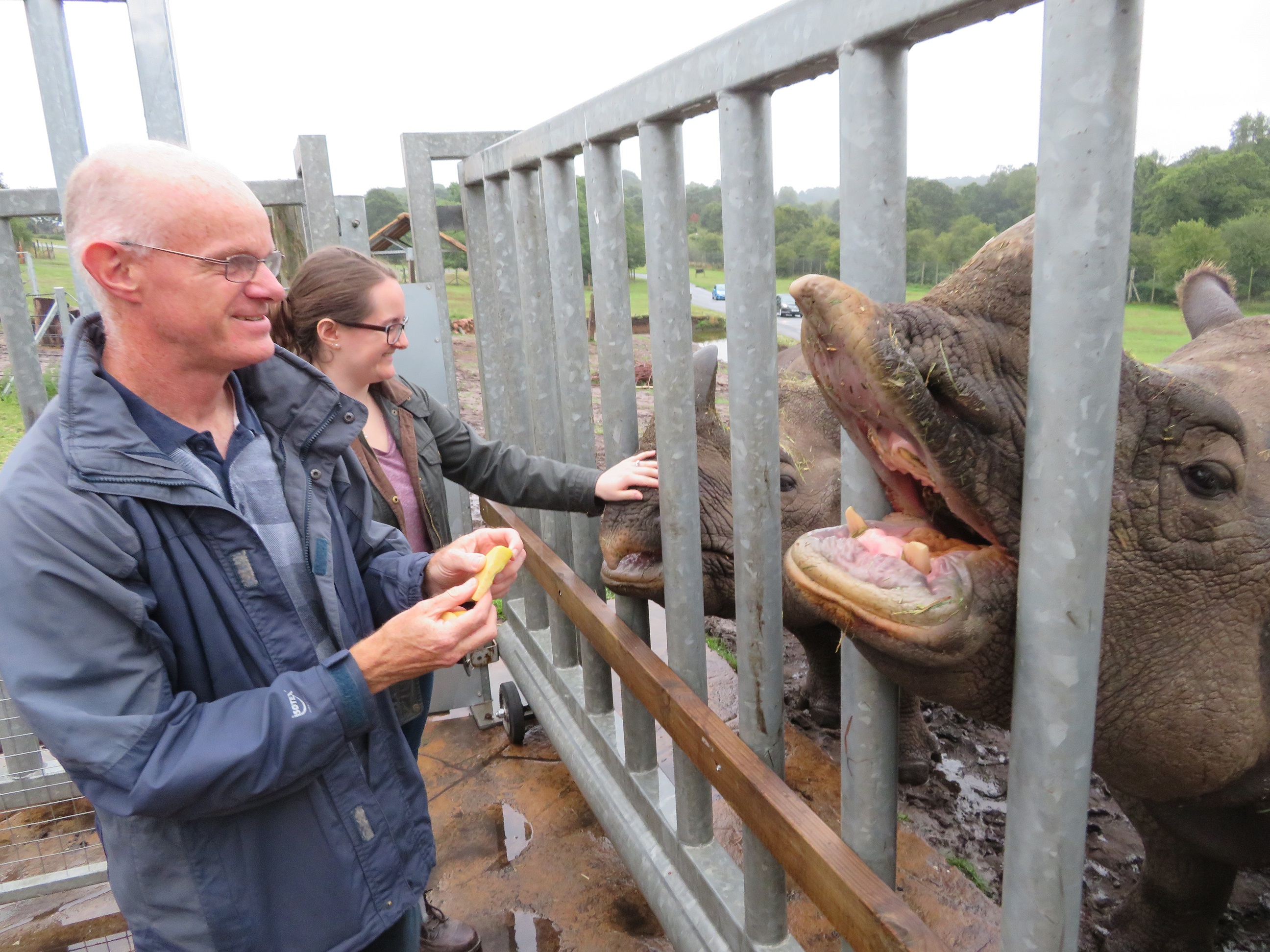 WMSP Chamber networking event - John and Rachel feeding Rhinos