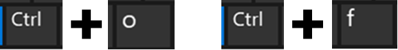 Pressing Ctrl key and O key for open and Ctrl key and F key for find