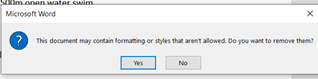 Restrict editing step 2 clicking no to keep styles