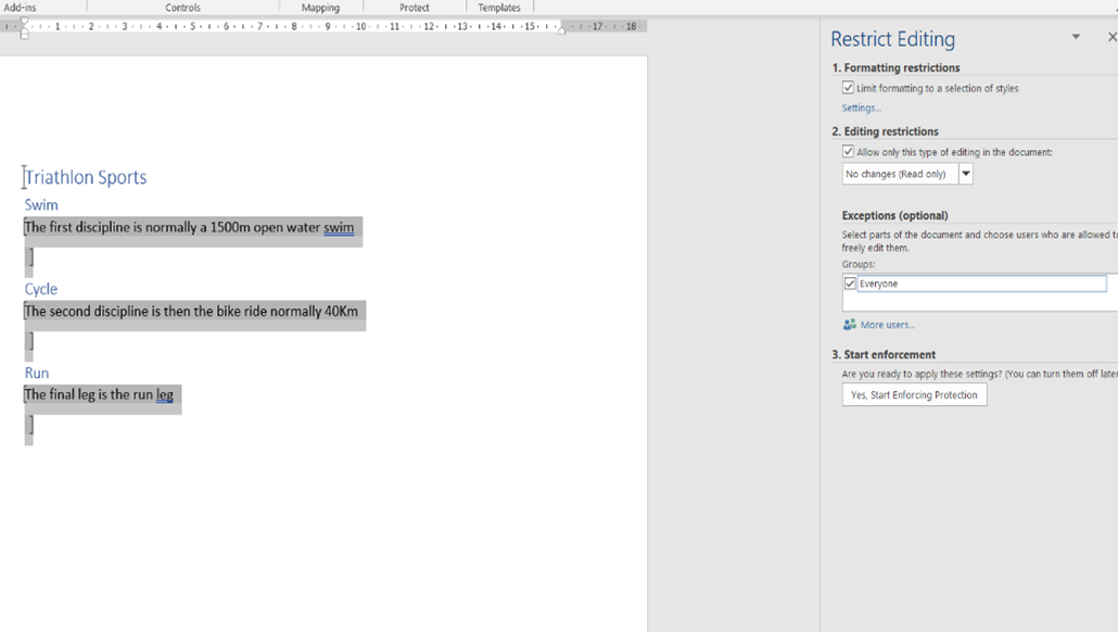 Restrict editing step 3 more settings options