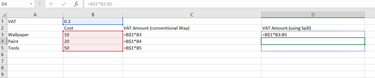 Array Spill in Excel: Example 3