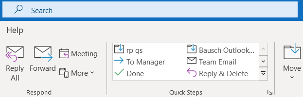 Outlook Searches: search toolbar screenshot