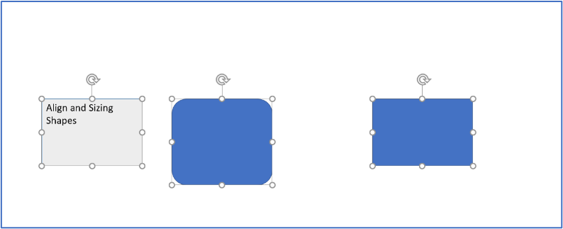 PowerPoint Aligning and Sizing Shapes: out of line shapes screenshot