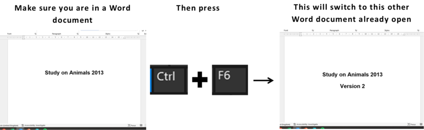 Word shortcuts part 6: Ctrl+F6 - switch between word document windows