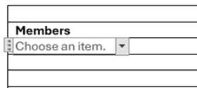 Drop-Down List content box - drop down in table screenshot
