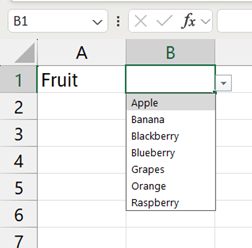 Autocomplete Data Validation in Excel: drop down list in a cell