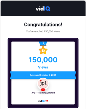 YouTube milestone: 150000 views achievement screenshot