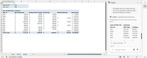 PivotTable by Copilot in Excel screenshot 3