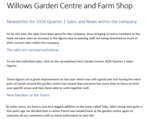 Styles and Document Formatting in Word: screenshot of text with styles applied