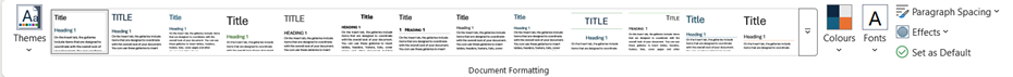 Styles and Document Formatting in Word: screenshot of The Design Tab